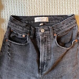 Abercrombie & Fitch Women's Washed Black Ankle Straight Jeans